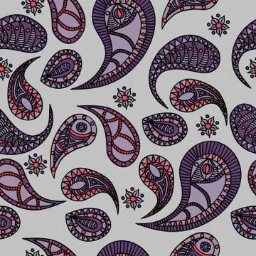 Seamless pattern doodle elements violet and pink. Stock Illustration