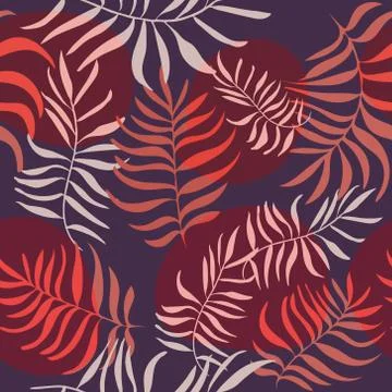 Seamless pattern with doodle Exotic tropical jungle rainforest frame. green palm Illustrazione stock