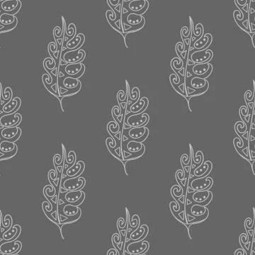Seamless pattern with doodle fantazy leaf Stock Illustration