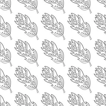 Seamless pattern with doodle fantazy leaf Stock Illustration