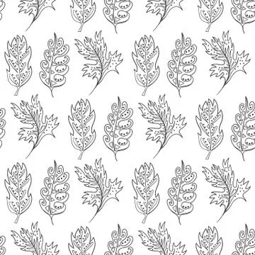 Seamless pattern with doodle fantazy leaf Stock Illustration