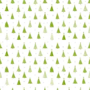 Seamless pattern with doodle fir trees. Can be used for wallpaper, pattern fills Illustrazione stock