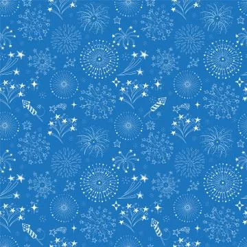 Seamless pattern with doodle fireworks Stock Illustration
