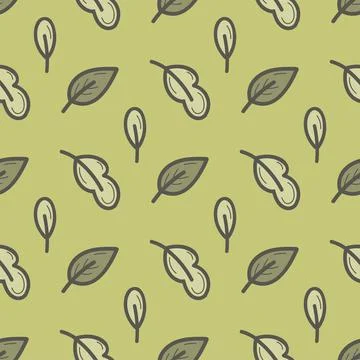 Seamless pattern doodle floral elements. Autumn set. Herbs, berries and leaves. Stock Illustration