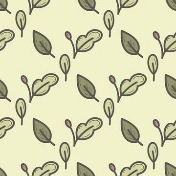 Seamless pattern doodle floral elements. Autumn set. Herbs, berries and leaves. 스톡 일러스트