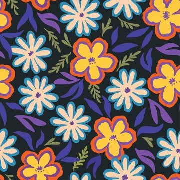 Seamless pattern with doodle floral elements. Vector illustration Stock Illustration