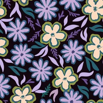 Seamless pattern with doodle floral elements. Vector illustration Stock Illustration