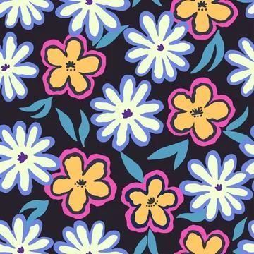 Seamless pattern with doodle floral elements. Vector illustration Stock Illustration