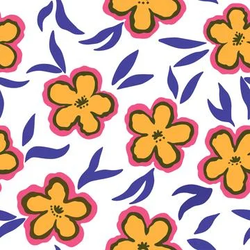 Seamless pattern with doodle floral elements. Vector illustration Stock Illustration