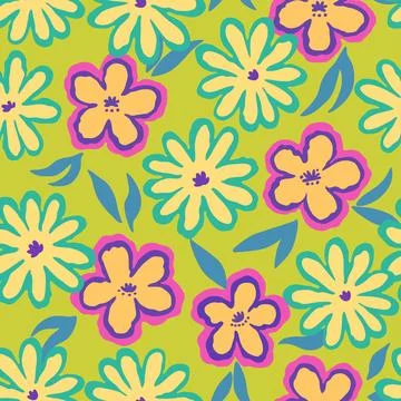 Seamless pattern with doodle floral elements. Vector illustration Stock Illustration