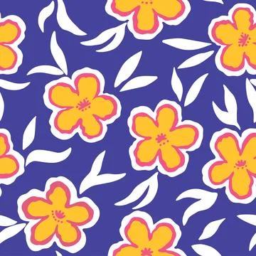 Seamless pattern with doodle floral elements. Vector illustration 스톡 일러스트