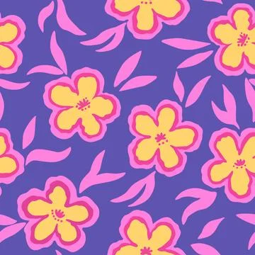 Seamless pattern with doodle floral elements. Vector illustration Stock Illustration