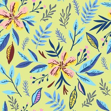 Seamless pattern with doodle floral elements. Vector illustration Stockillustratie