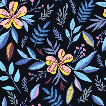 Seamless pattern with doodle floral elements. Vector illustration Stock Illustration
