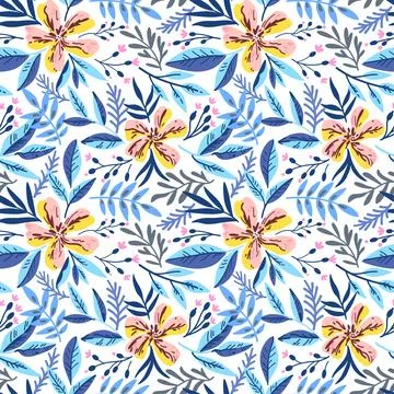 Seamless pattern with doodle floral elements. Vector illustration Stock Illustration