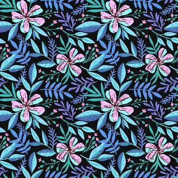 Seamless pattern with doodle floral elements. Vector illustration Stockillustratie