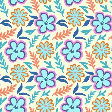 Seamless pattern with doodle floral elements. Vector illustration Stockillustratie