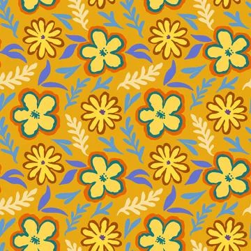 Seamless pattern with doodle floral elements. Vector illustration Stockillustratie