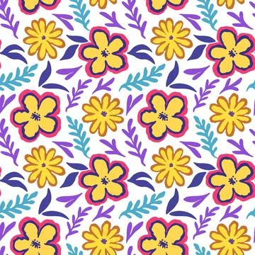 Seamless pattern with doodle floral elements. Vector illustration Stockillustratie