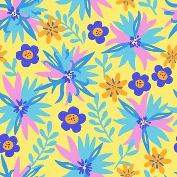 Seamless pattern with doodle floral elements. Vector illustration Stock Illustration