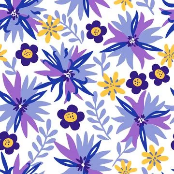 Seamless pattern with doodle floral elements. Vector illustration 스톡 일러스트