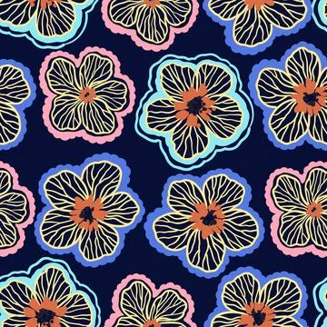 Seamless pattern with doodle floral elements. Vector illustration Stock Illustration