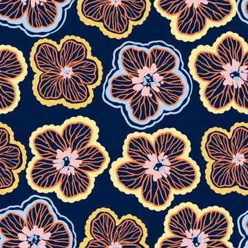 Seamless pattern with doodle floral elements. Vector illustration Stockillustratie