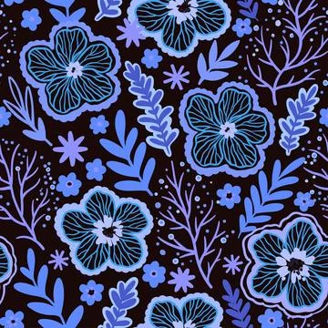 Seamless pattern with doodle floral elements. Vector illustration Illustrazione stock