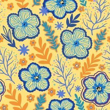 Seamless pattern with doodle floral elements. Vector illustration Stock Illustration