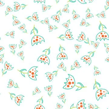 Seamless pattern of doodle flowers. Stock Illustration