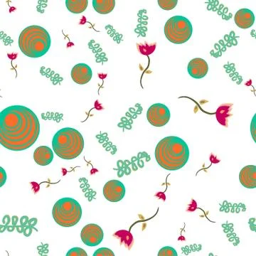 Seamless pattern of doodle flowers. Stock Illustration