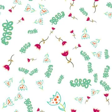 Seamless pattern of doodle flowers. Stock Illustration