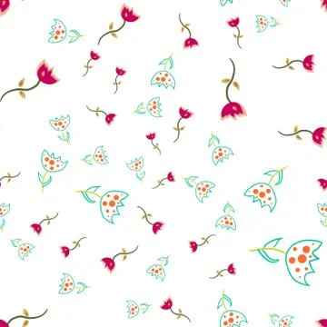 Seamless pattern of doodle flowers. Stock Illustration