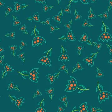 Seamless pattern of doodle flowers. Stock Illustration