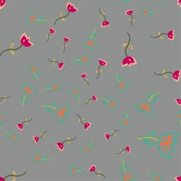 Seamless pattern of doodle flowers. Stock Illustration
