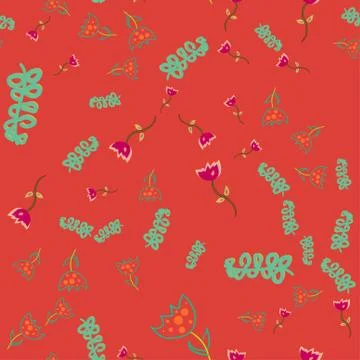 Seamless pattern of doodle flowers. Stock Illustration