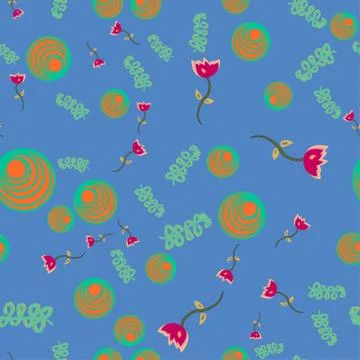 Seamless pattern of doodle flowers. Stock Illustration