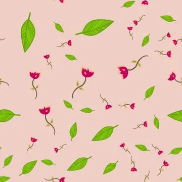 Seamless pattern of doodle flowers. Stock Illustration