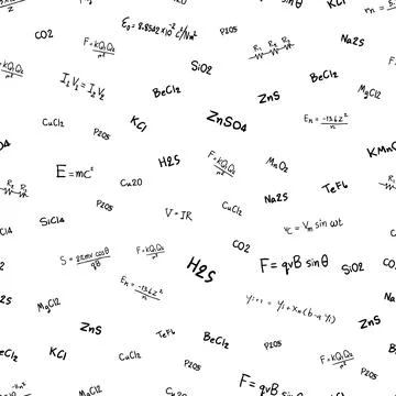 Seamless pattern doodle formulas Illustrazione stock