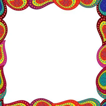 Seamless pattern. Doodle frame. Vector illustration. Illustration in yellow, red Stock Illustration