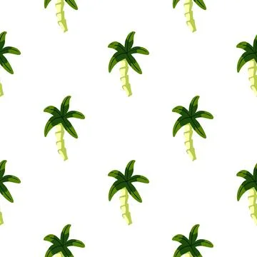 Seamless pattern with doodle geometric palm tree silhouettes print. 스톡 일러스트
