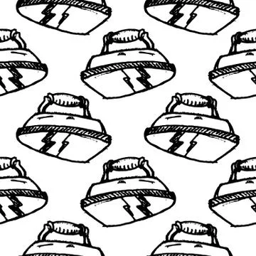 Seamless pattern doodle iron icon. Hand drawn black sketch. Sign symbol. Deco Stock Illustration