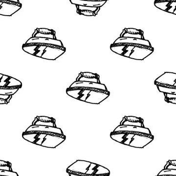 Seamless pattern doodle iron icon. Hand drawn black sketch. Sign symbol. Deco Stock Illustration
