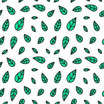 Seamless pattern with doodle leaves. 스톡 일러스트