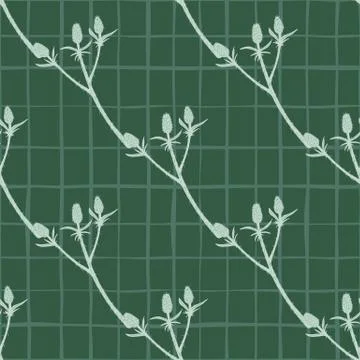 Seamless pattern with doodle light branches ornament. Thorn botanic elements  Illustrazione stock