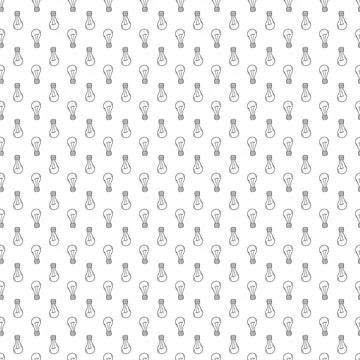 Seamless pattern with doodle light bulb. Sketch vector black illustration on  Stock Illustration