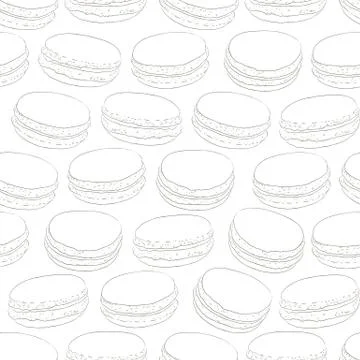 Seamless pattern of doodle macaroons. Sketch macaroon. Macaroons handmade. Ob Stock Illustration