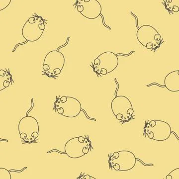 Seamless pattern with doodle mice Stock Illustration