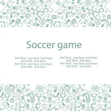 Seamless pattern of doodle objects for playing football. Scrolling an invitat Illustrazione stock