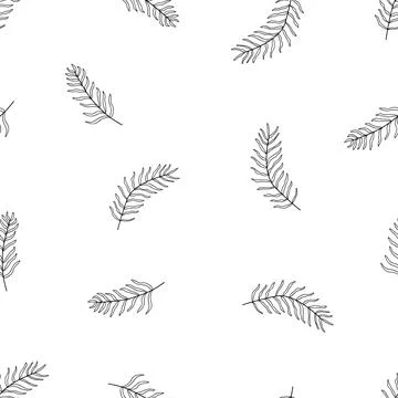 Seamless pattern doodle palm leaf. Vector illustration tropical plants backgr Stock Illustration
